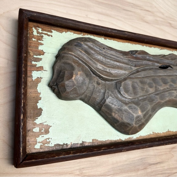 Large Vintage Wood Carved Mermaid Artwork - Picture 3 of 7
